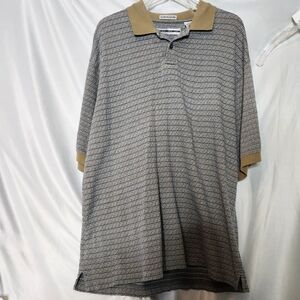Vintage Henry Grethel Knit Polo Shirt Olive/Gray Mercerized Cotton Short Sleeve
